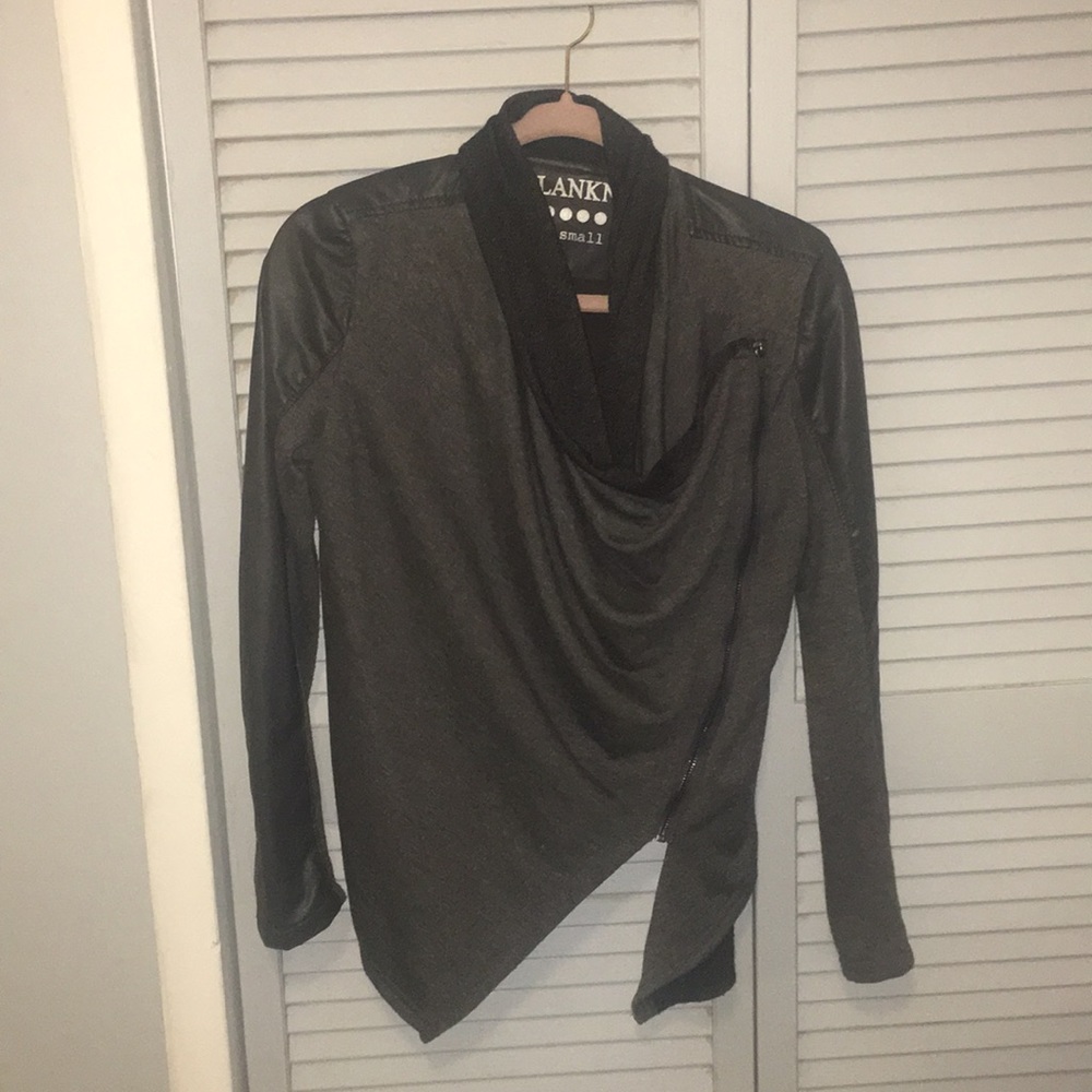 Blank NYC leather and cotton sweater top